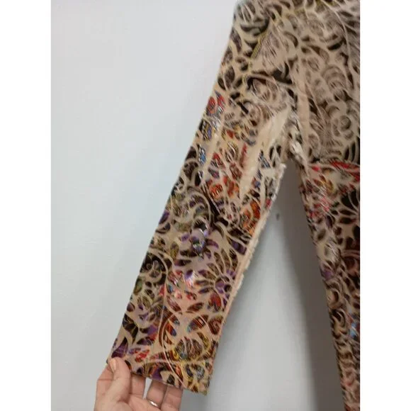 VTG Y2K Carrie Allen Top Womens Small Floral Burnout Velvet Embellished Grunge - Picture 10 of 11